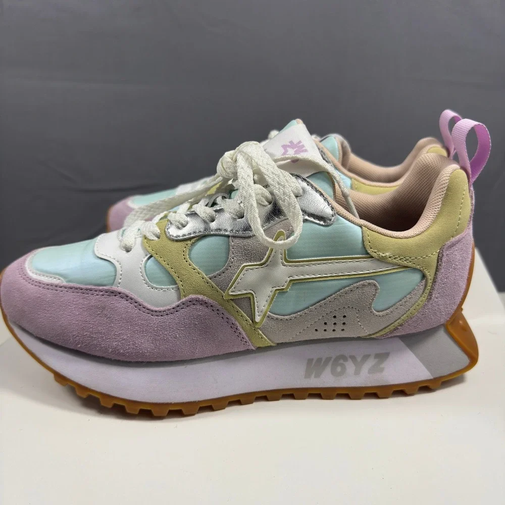 W6YZ Jet-M Sneakers Womens 7 Multi Pastel Suede Retro Running Shoes Wizz